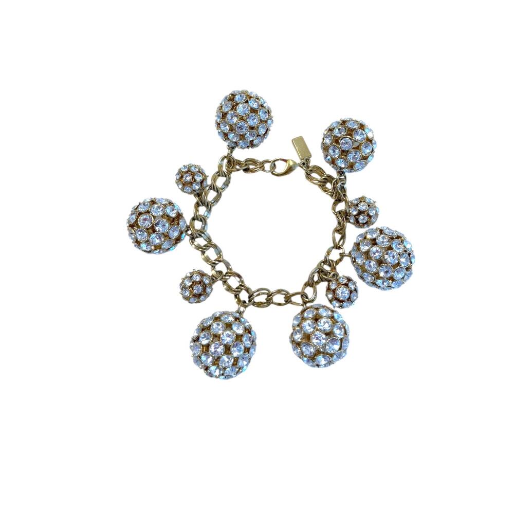 Kate Spade New York Gold Pave Crystal Ball Charm Bracelet Box Sparkly Minor Flaw